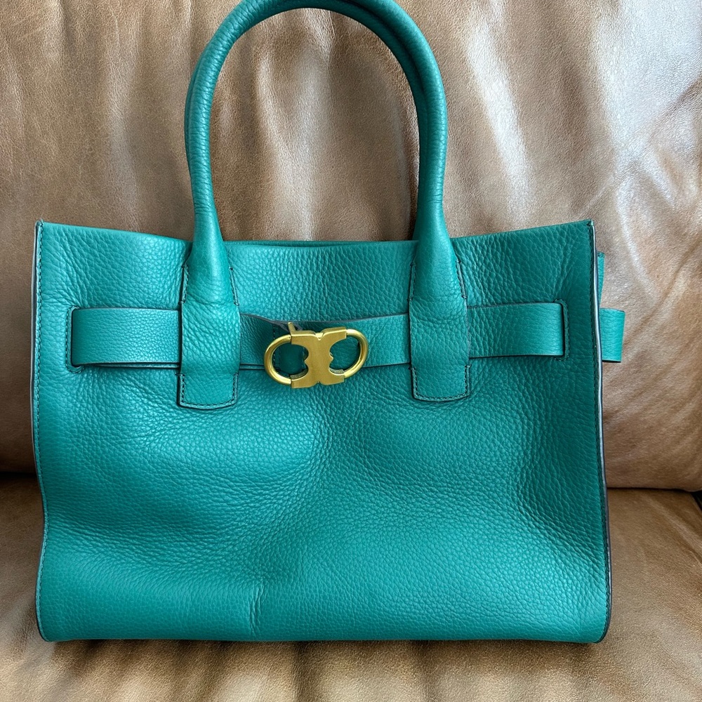 Tory Burch Gemini Link Leather Tote in Melachite - Picture 3 of 16